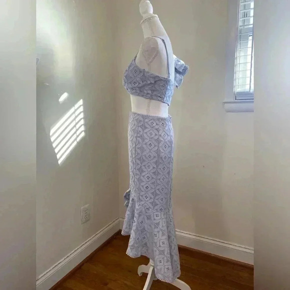 Selfie Leslie NWT Asymmetrical Ruffle Hem MIDI Skirt Two Piece Set Size Medium - Picture 6 of 16